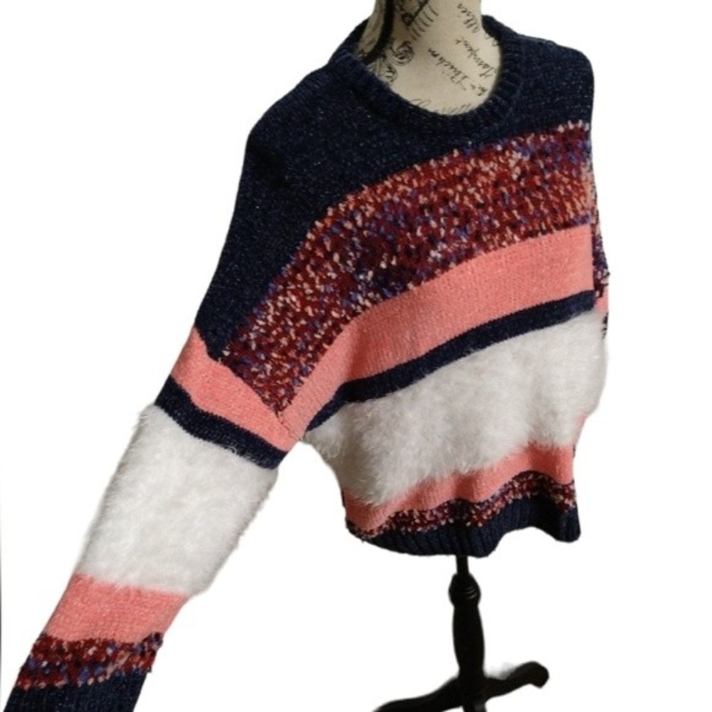 Marc new York Faux Fur sweater Large Multicolor Boho Cozy